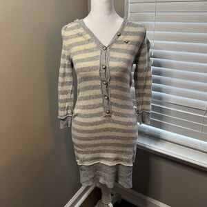 Vintage Hollister striped Gray and Cream Sweater Dress